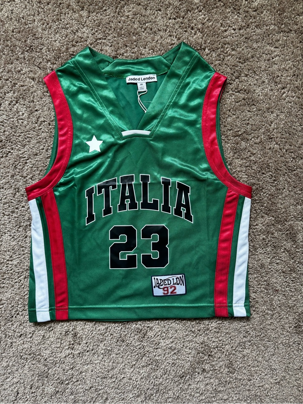 Jaded London Urban Outfitters Italia Green Jersey Cropped Women's XS Sporty Chic